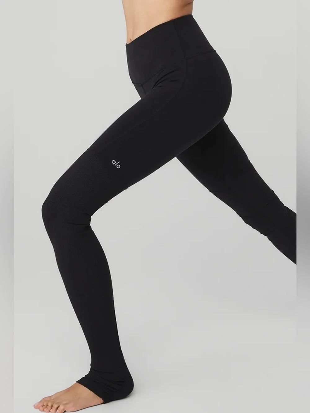 ALO Yoga Black Ribbed High Waist Goddess Athletic Leggings Women’s Size Small